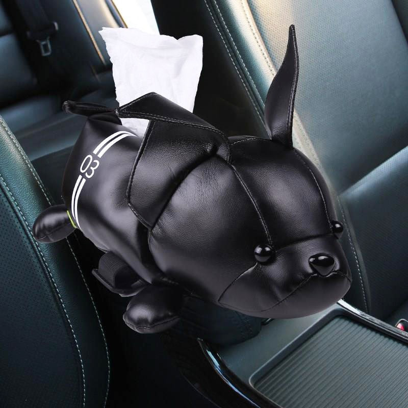 Frenchie Cartoon Style Car Armrest Tissue Box - Fun & Functional
