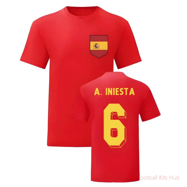 Andres Iniesta Spain National Hero Tee (Red)