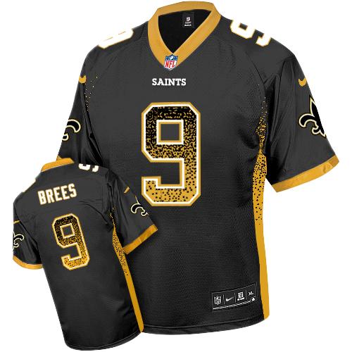 NFL W O S Saints Drew Brees #9 Black Elite Game Jersey - Premium