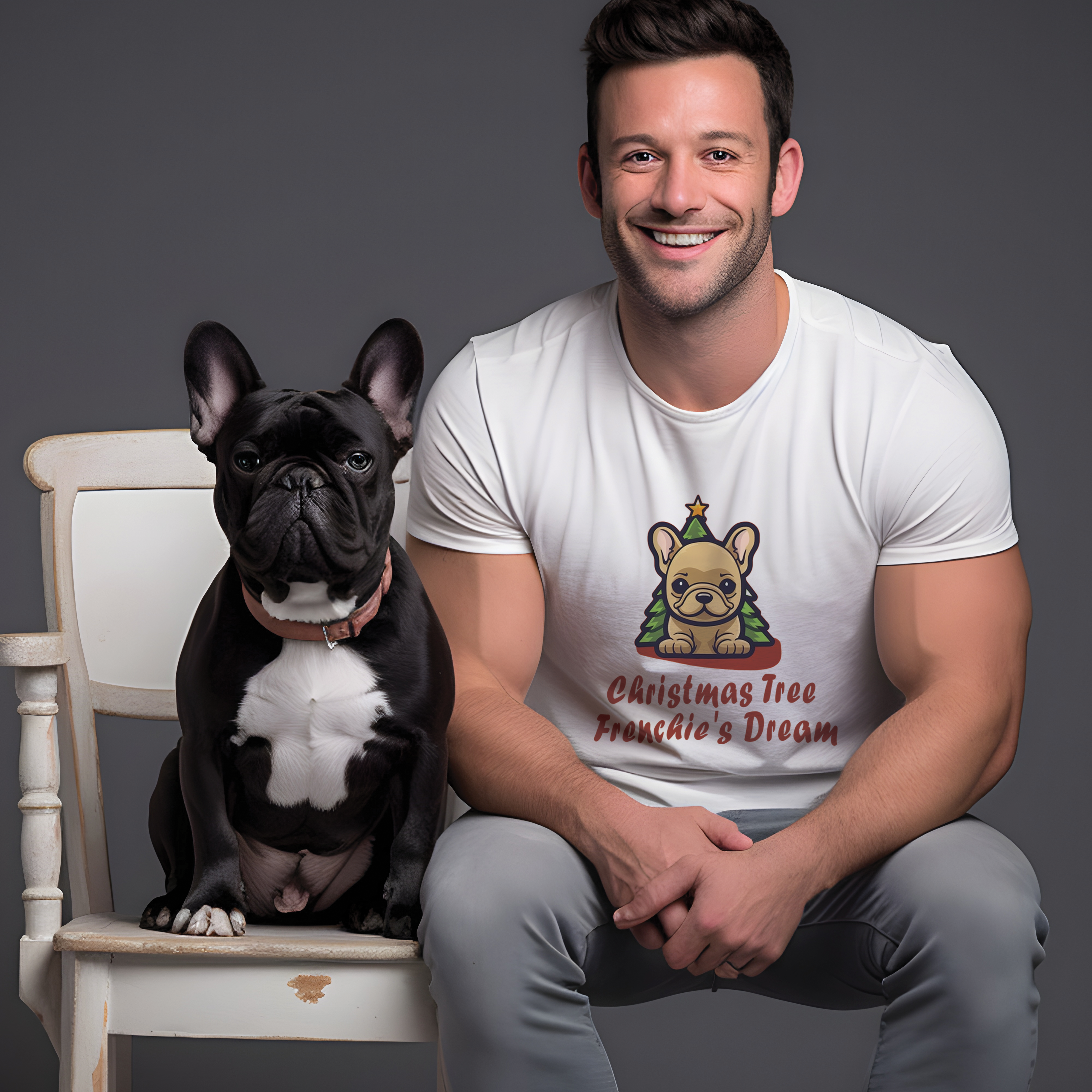 Street-Ready Frenchie-Fan Christmas Tree - Unisex T-shirt for Dog Owners