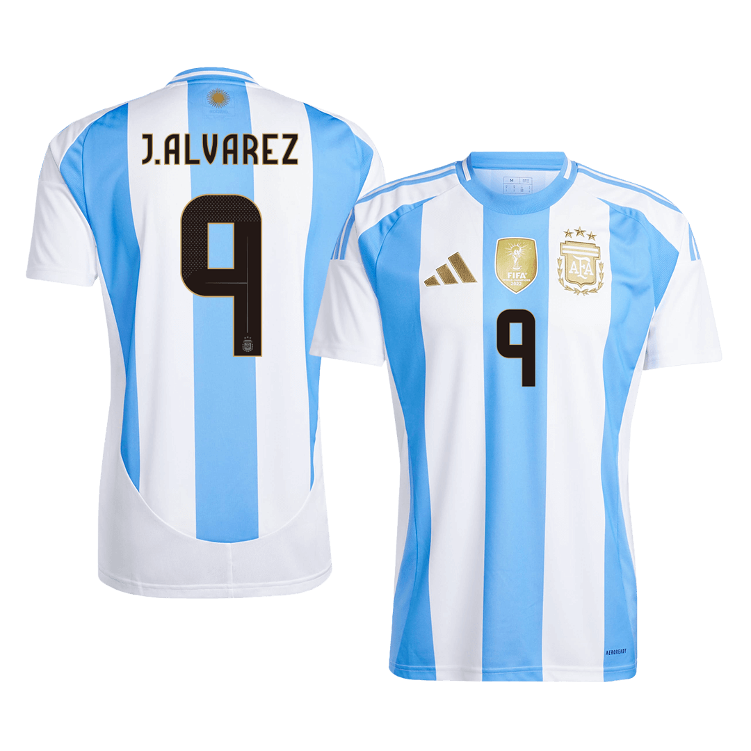 J.ALVAREZ #9 Argentina Home  Soccer Jersey 2024 Authentic Kit