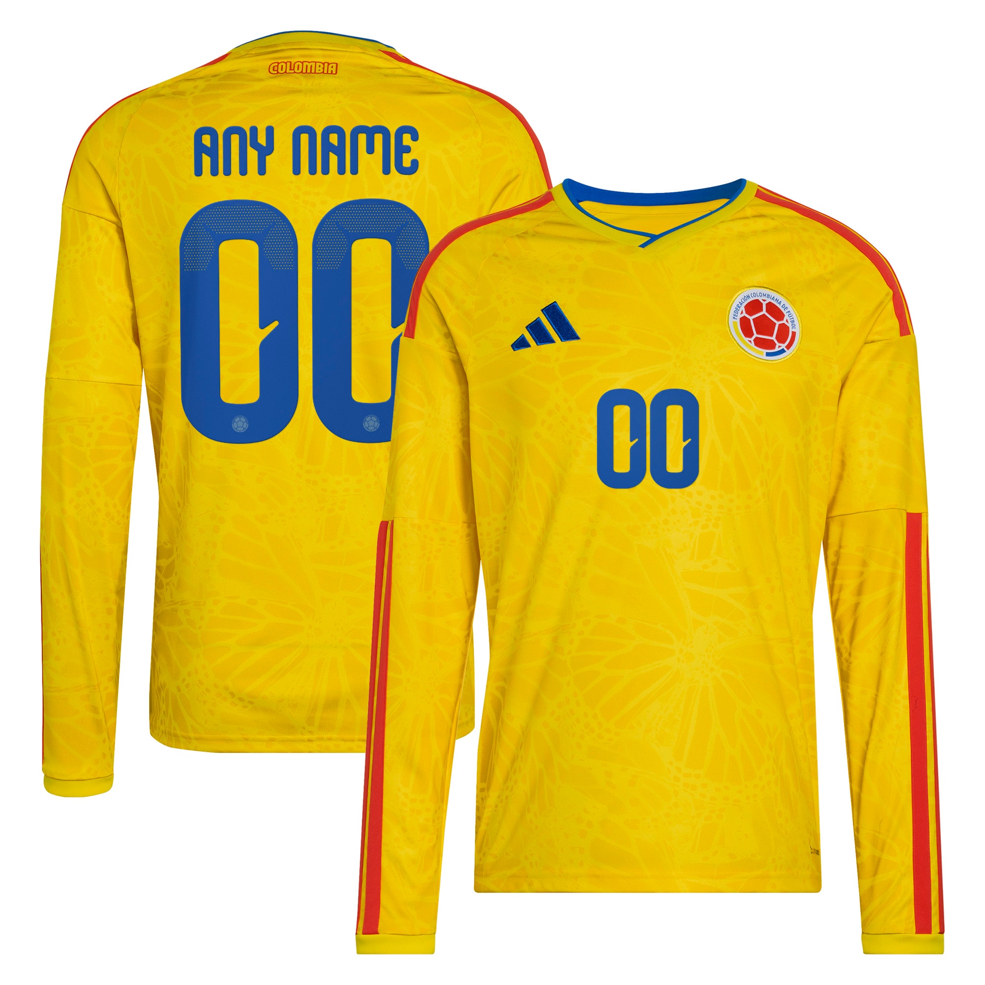 [SJH] Colombia National Team 2026 Home Replica Long Sleeve Custom Jersey - Yellow