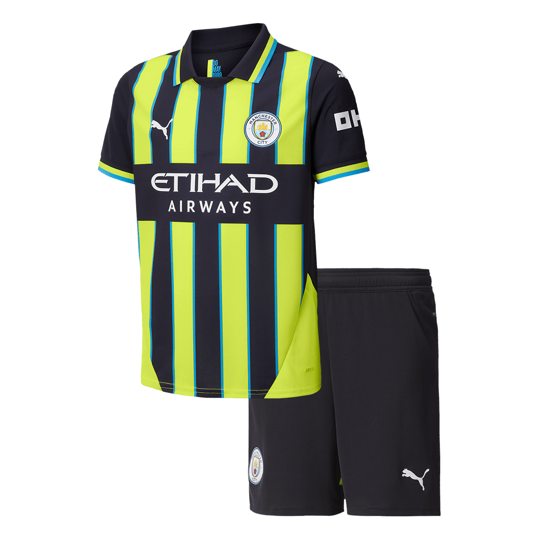 Kid's Manchester City Away Soccer Jersey Kit(Jersey+Shorts) 2024/25Aut