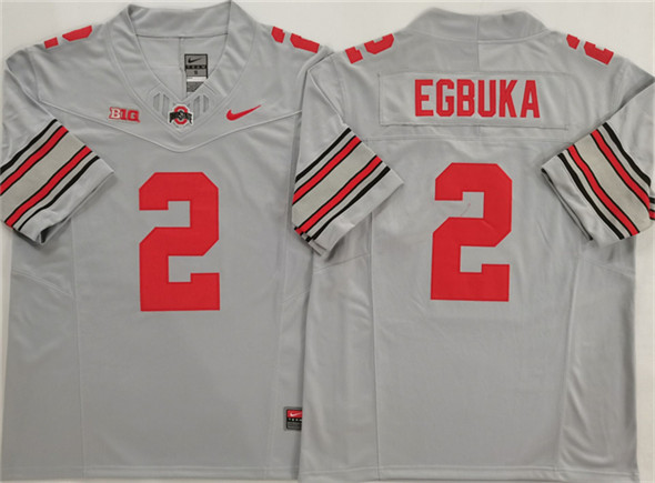 Men's Ohio St Buckeyes Gray 2025 breathable Emeka Egbuka #2 moisture