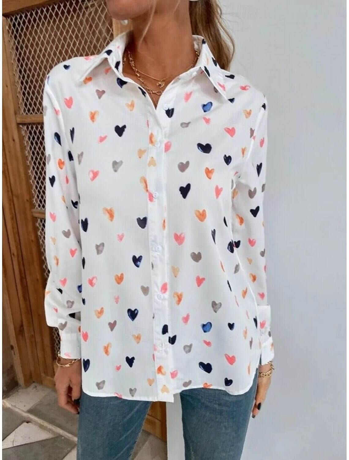 Women's Shirt Blouse Stylish Casual Butterfly Regular Tops Long Sleeve Shirt Collar Buttons Print Regular Fit Daily Summer Spring