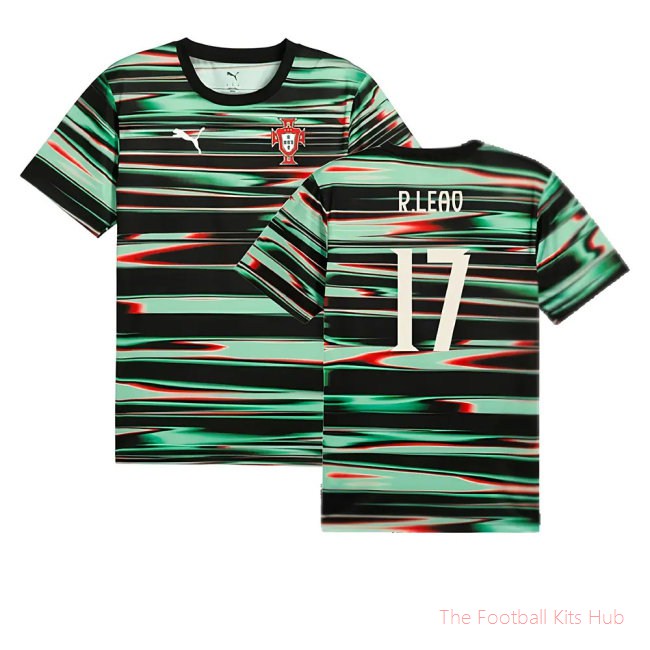 2025-2026 Portugal Prematch SS Jersey (Black) (R.Leao 17)