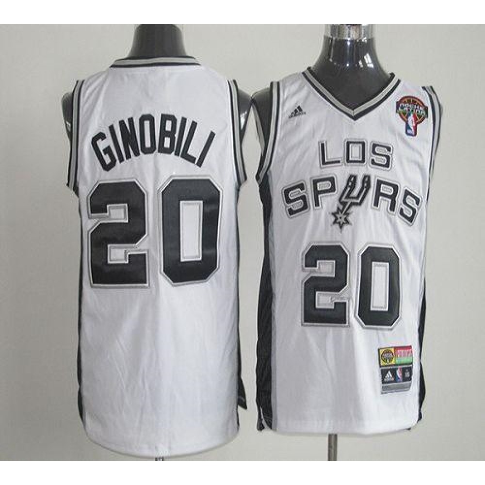 Fan Favorite Rare Men's Spurs #20 Manu White Basketball Jersey
