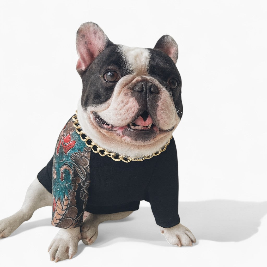 Print Jumpsuit – Tattoo Style Cool Dog Four-leg Outfit Summer Wear