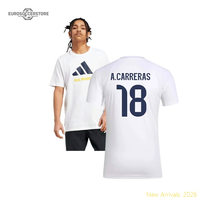 Official 2025-2026 Real Madrid Seasonal Graphic Tee (White) (A.Carreras