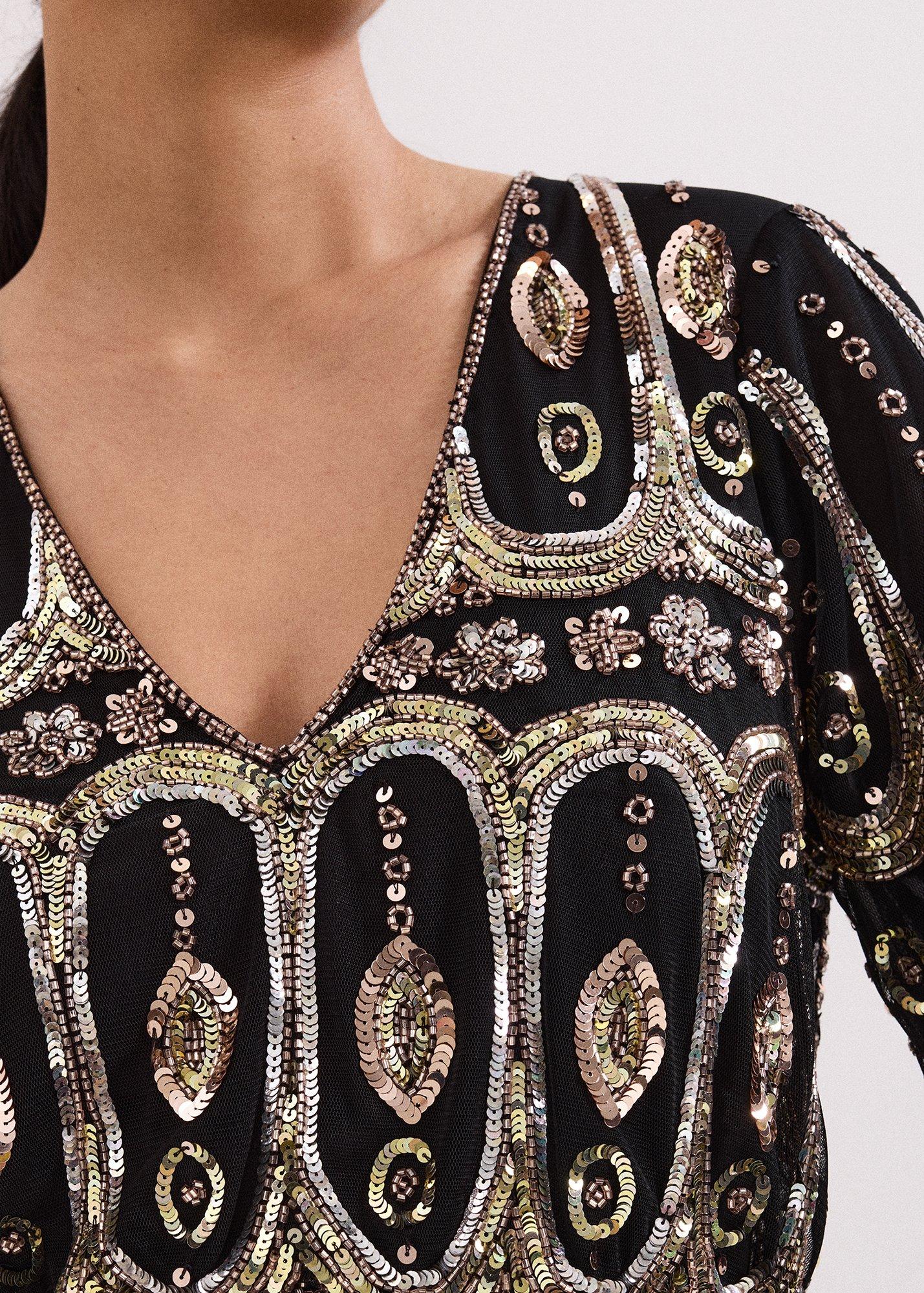 Petite Sasha Black Beaded Maxi Dress
