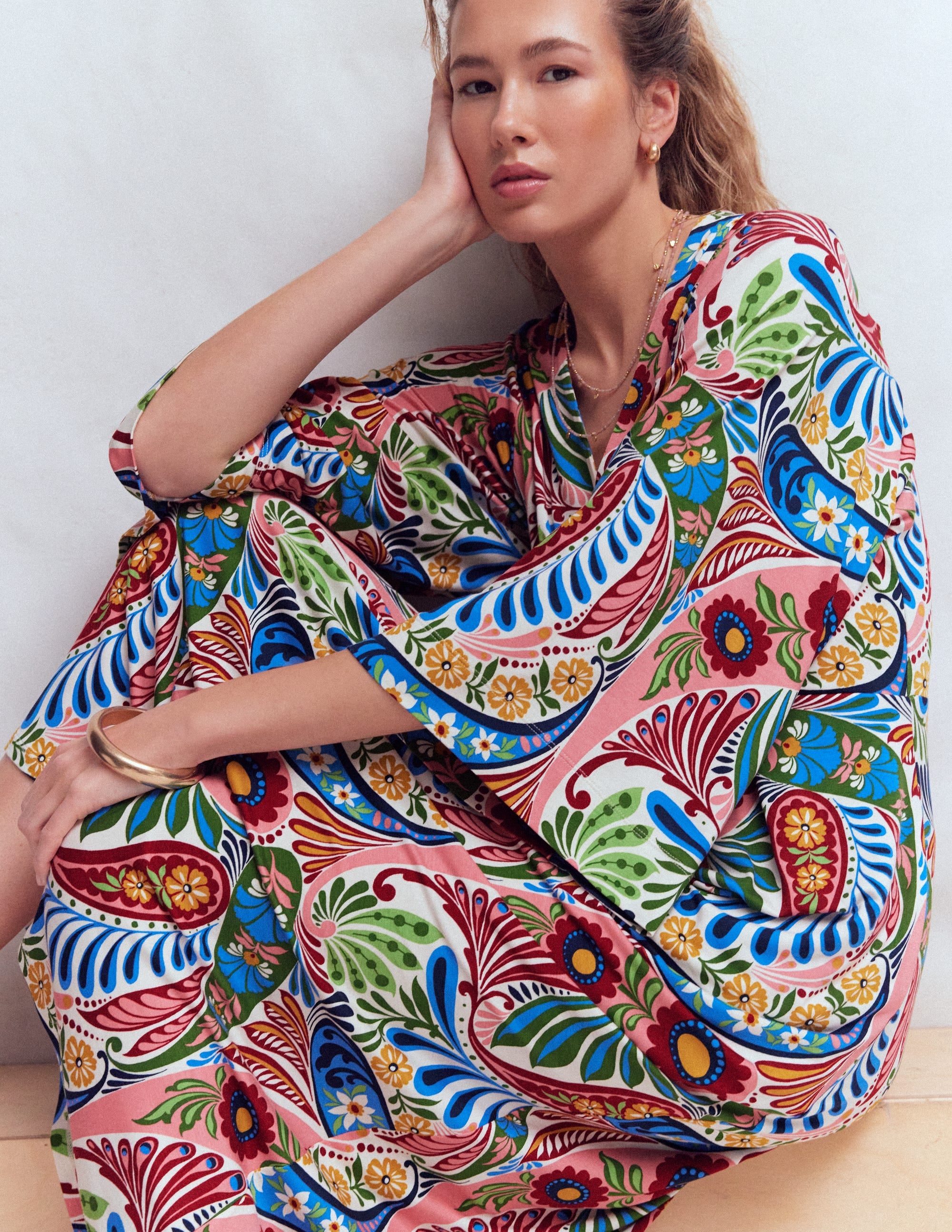 Nell Kimono Midi Jersey Dress