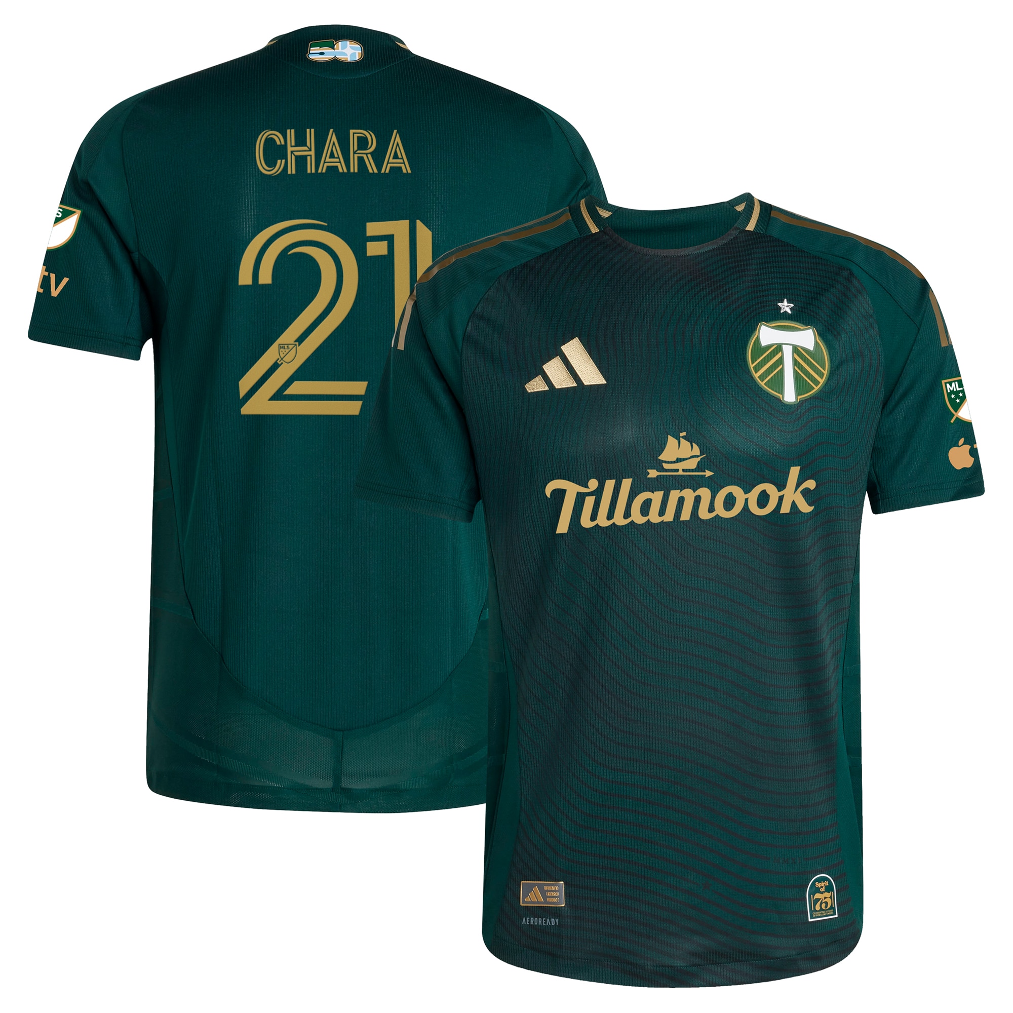 [SJH] Diego Chara Portland Timbers 2025 Forever Green & Gold Authentic Player Jersey - Green