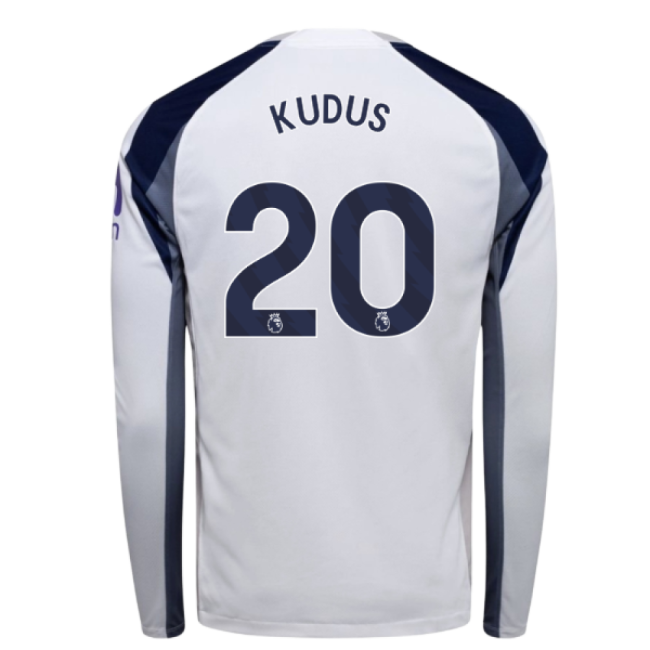 2025-2026 Tottenham Long Sleeve Home Shirt Kudus 20 Fan Edition