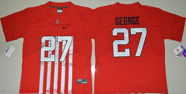 authentic Men's OSU Ohio Eddie George #27 Red 2016 Football Jersey