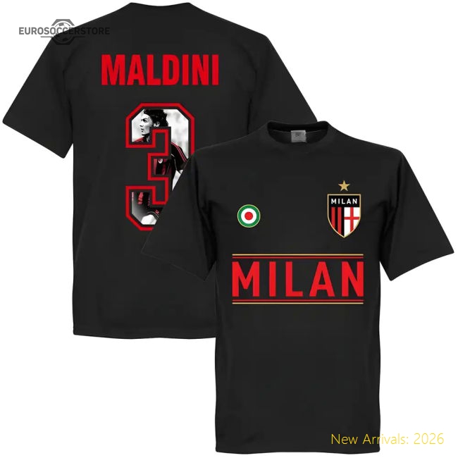 Premium-grade Ac Milan Maldini 3 Gallery Team Tee - Black