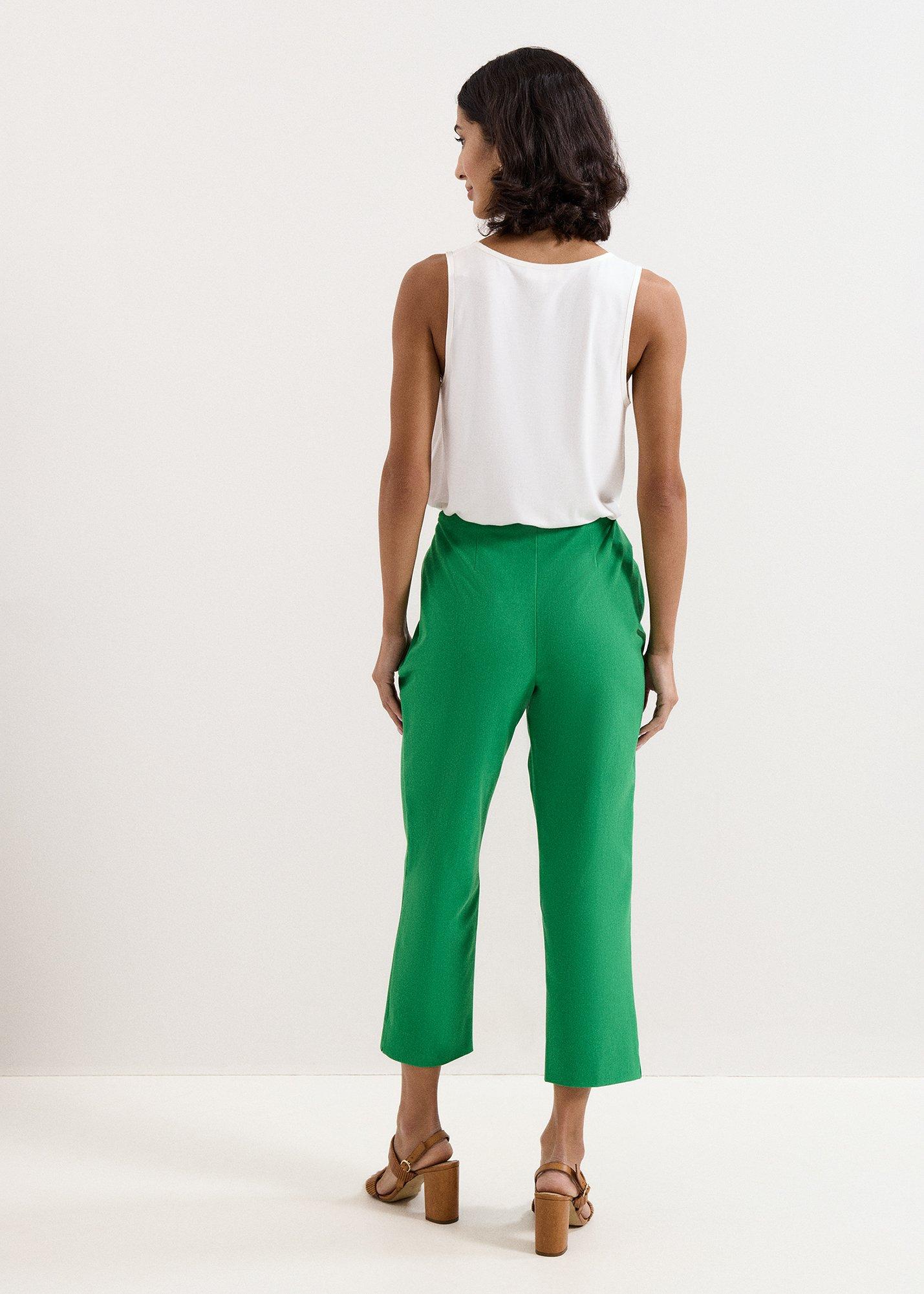 Miah Green Cropped Slim Trousers