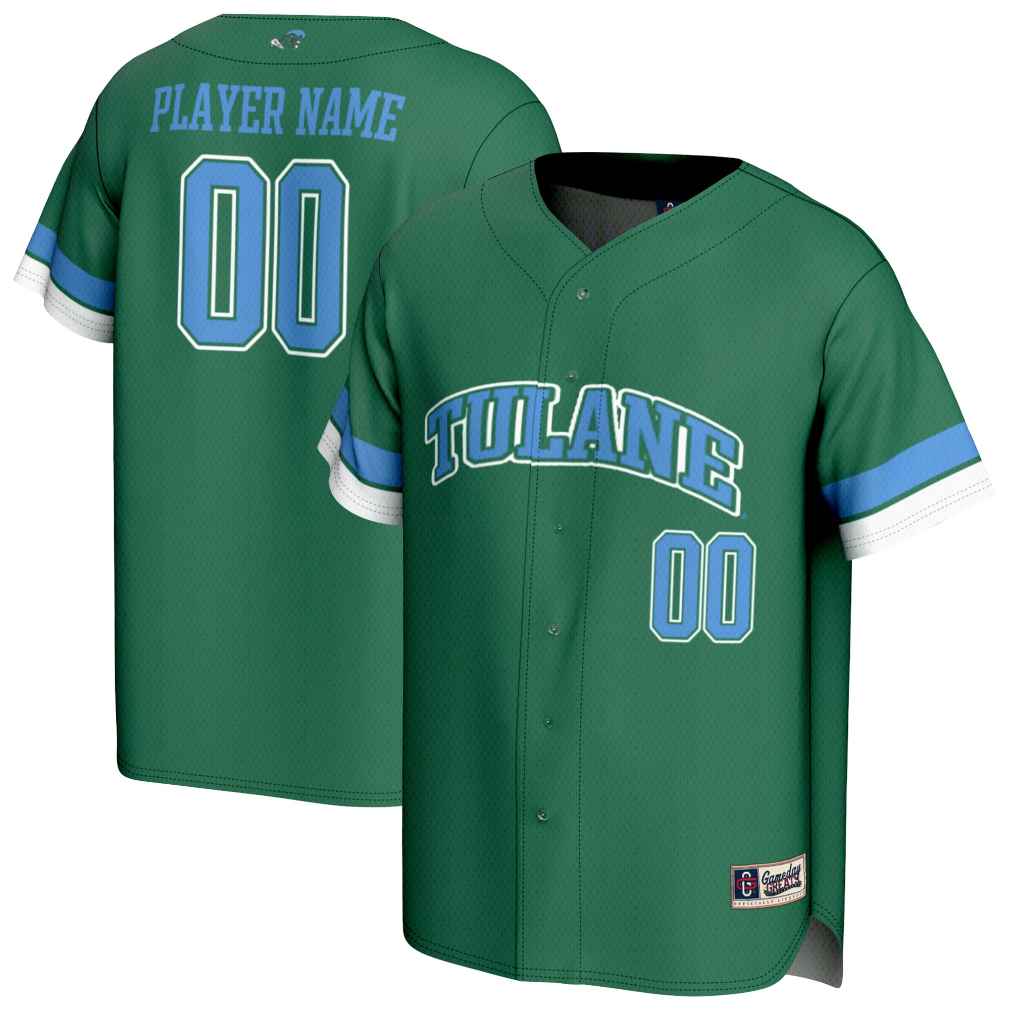 [NJP] Tulane Green Wave GameDay Greats Youth NIL Pick-A-Player Lightweight Baseball Jersey - Green