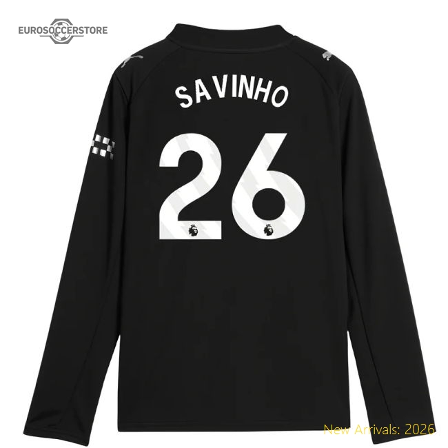 2025-2026 Man City Long Sleeve Classic Away Kit Kids Savinho 26