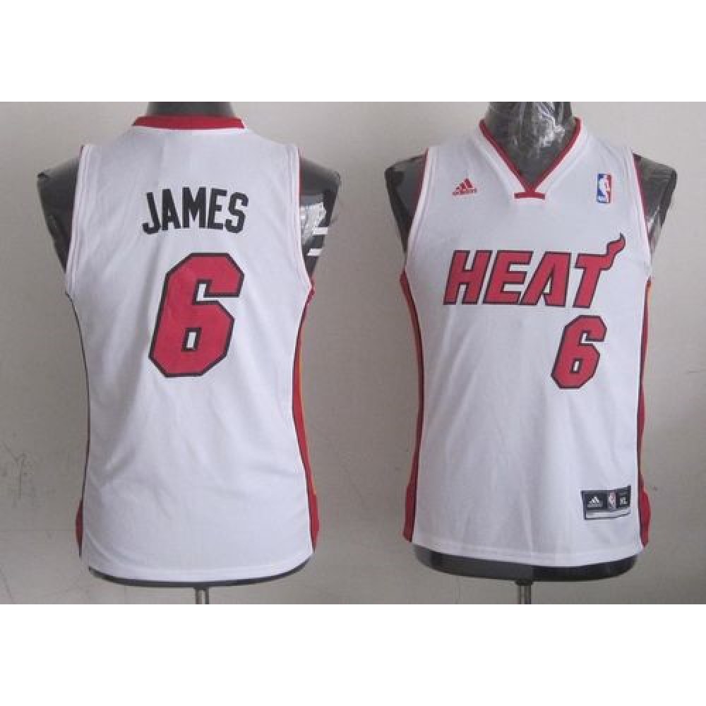 Premium Quality Men's Heat #6 LeBron White Basketball Jersey
