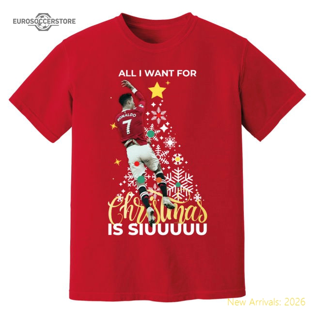 Classic Premium Cristiano Ronaldo Christmas T-Shirt Red