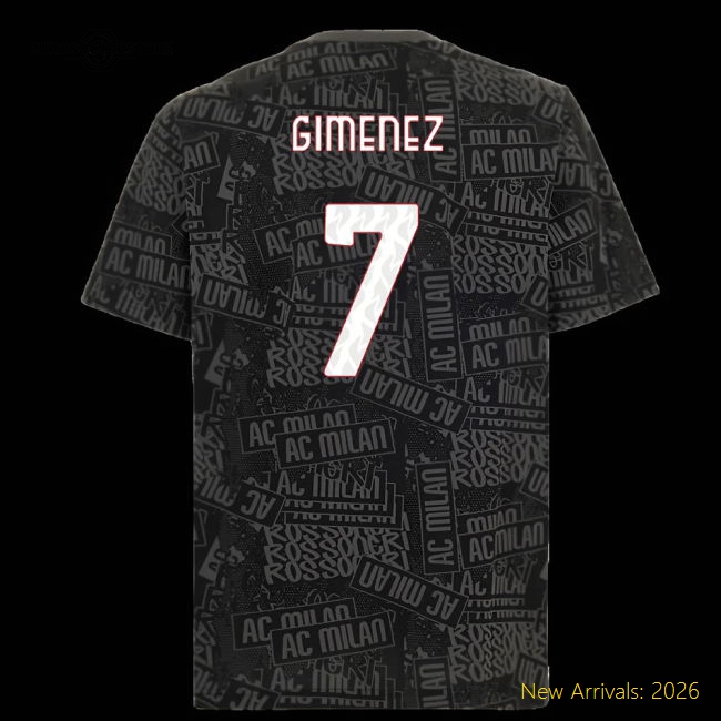 2025-2026 Ac Milan Ftblculture Tee Aop (black) (gimenez 7)