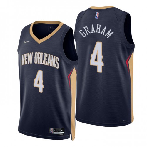 Nike New Orleans Pelicans #4 Devonte Graham Navy Mens 2021-22 NBA 75th Anniversary Diamond Swingman Jersey ¨C Icon Edition Mens