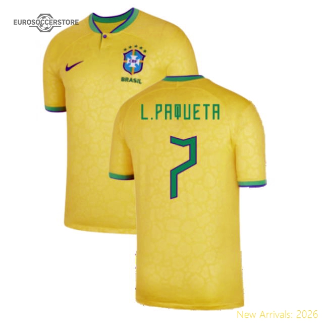 2022-2023 Brazil Home Shirt (L.PAQUETA 7)