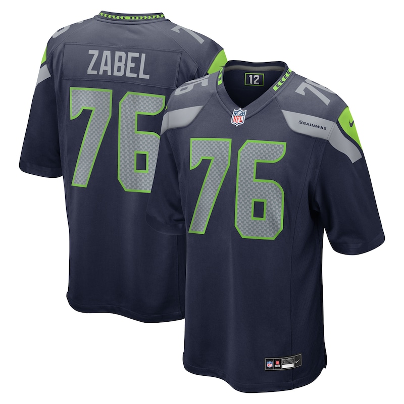 None Grey Zabel SEA Seahawks Powerful Premium Jersey Football Apparel