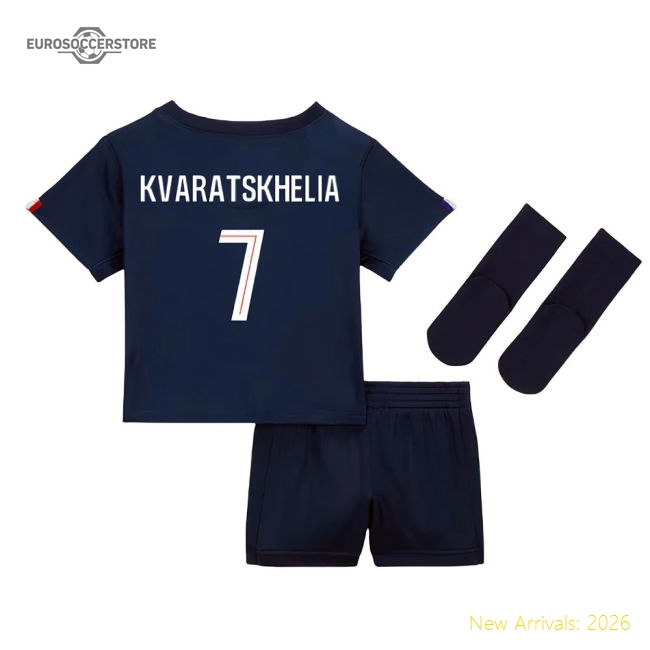 Teams,Psg Psg Home Club 2025-2026 Shirt Baby Kit (Kvaratskhelia 7)
