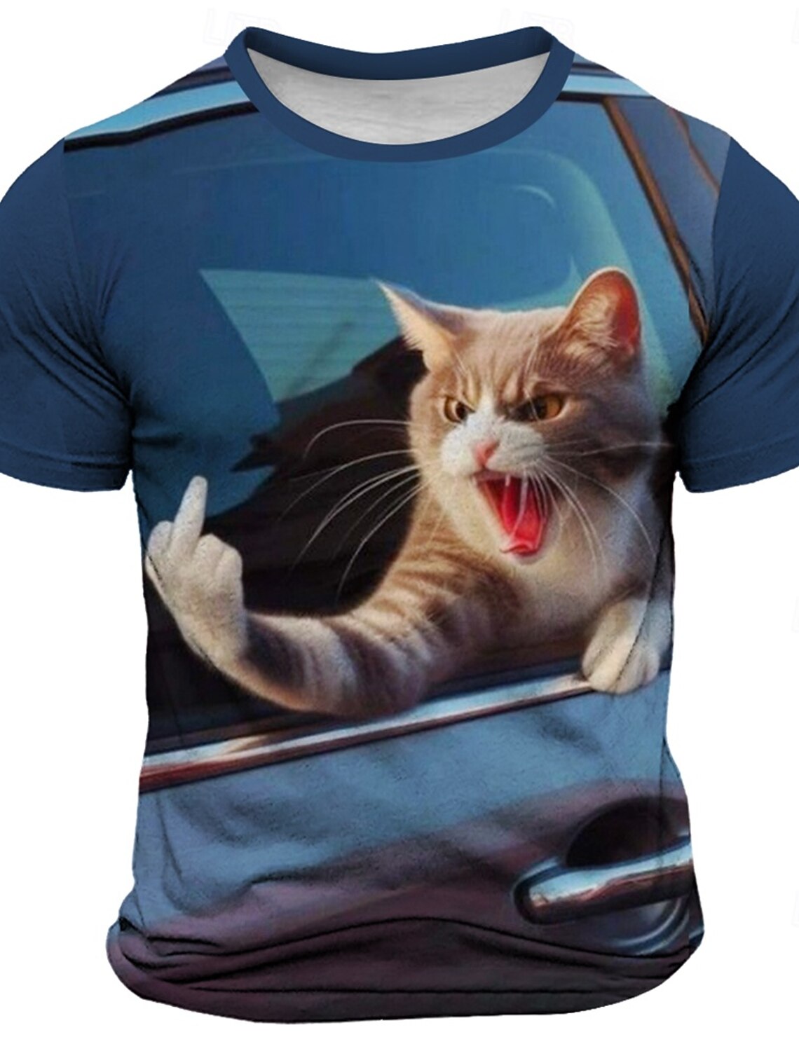 Men's Cat Funny T Shirt Short Sleeve 3D Print Crew Neck Fashion Daily