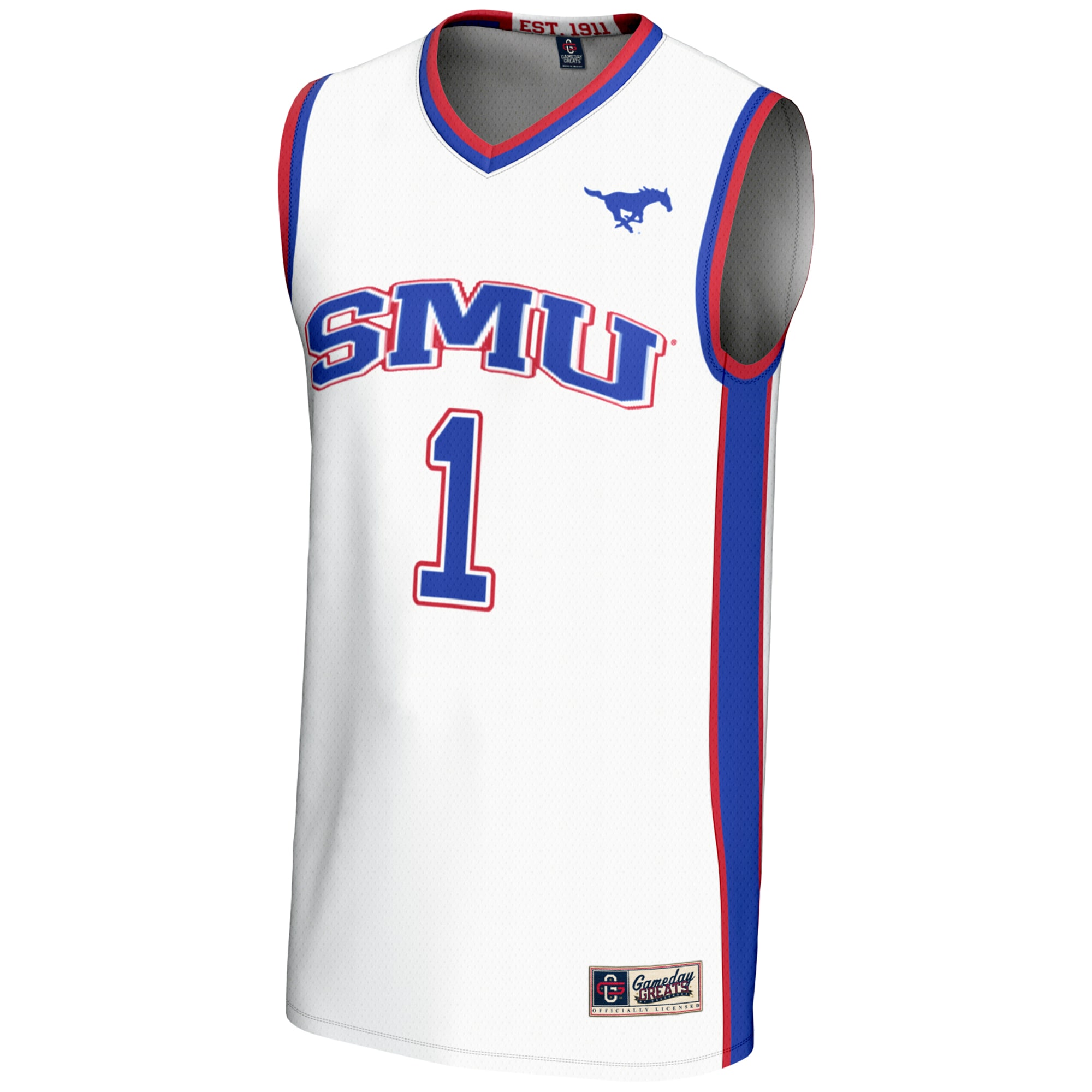 [DDG] SMU Mustangs GameDay Greats Unisex Lightweight Basketball Jersey - White