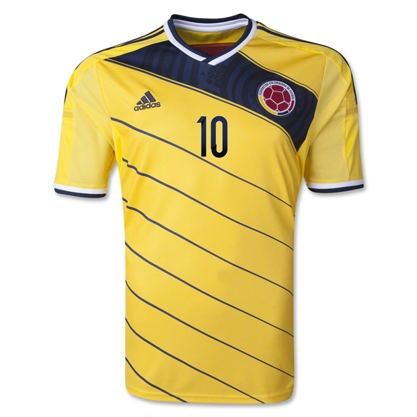 2014 Colombia 10 JAMES Home Yellow Jersey Shirt - Official Replica