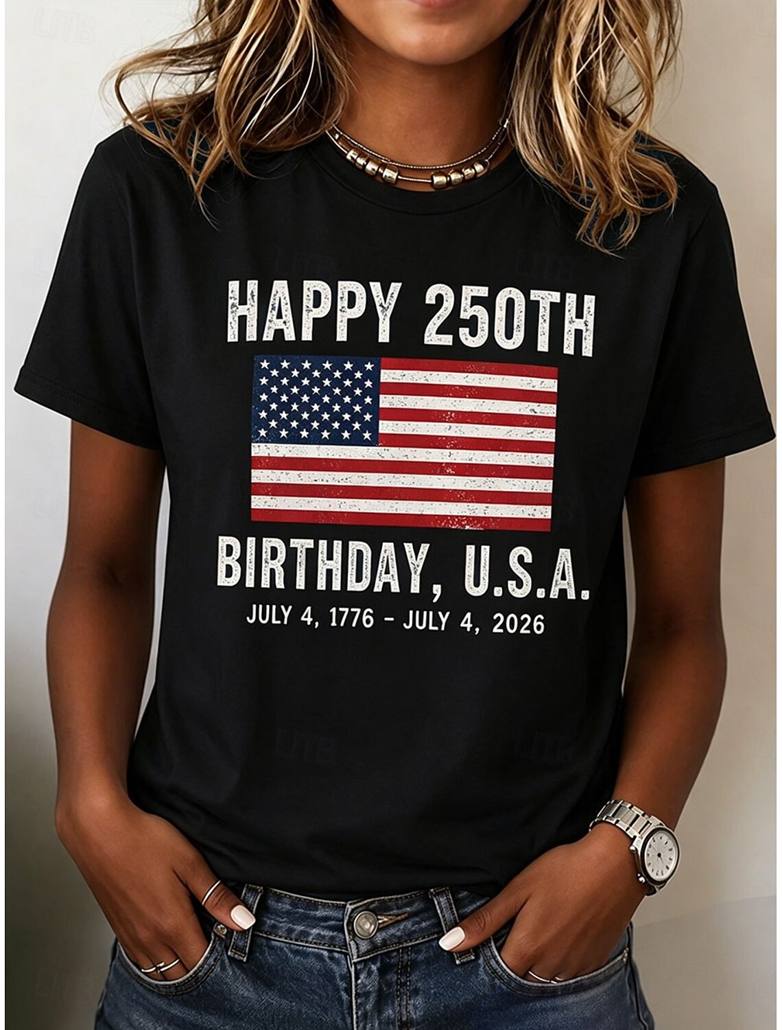 American Independence Day Women's T Shirt Print Graphic Letter American Flag Stylish Classic Casual Short Sleeve V Neck Regular Tops Casual Daily Blue White Gray Summer Spring
