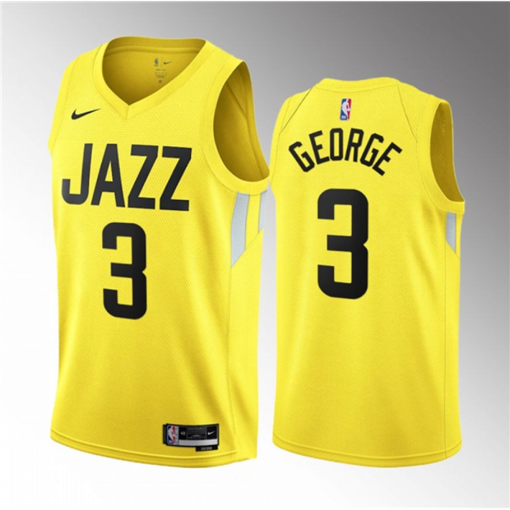 Top-Grade Men's Utah Jazz #3 Keyonte Yellow Basketball Jersey