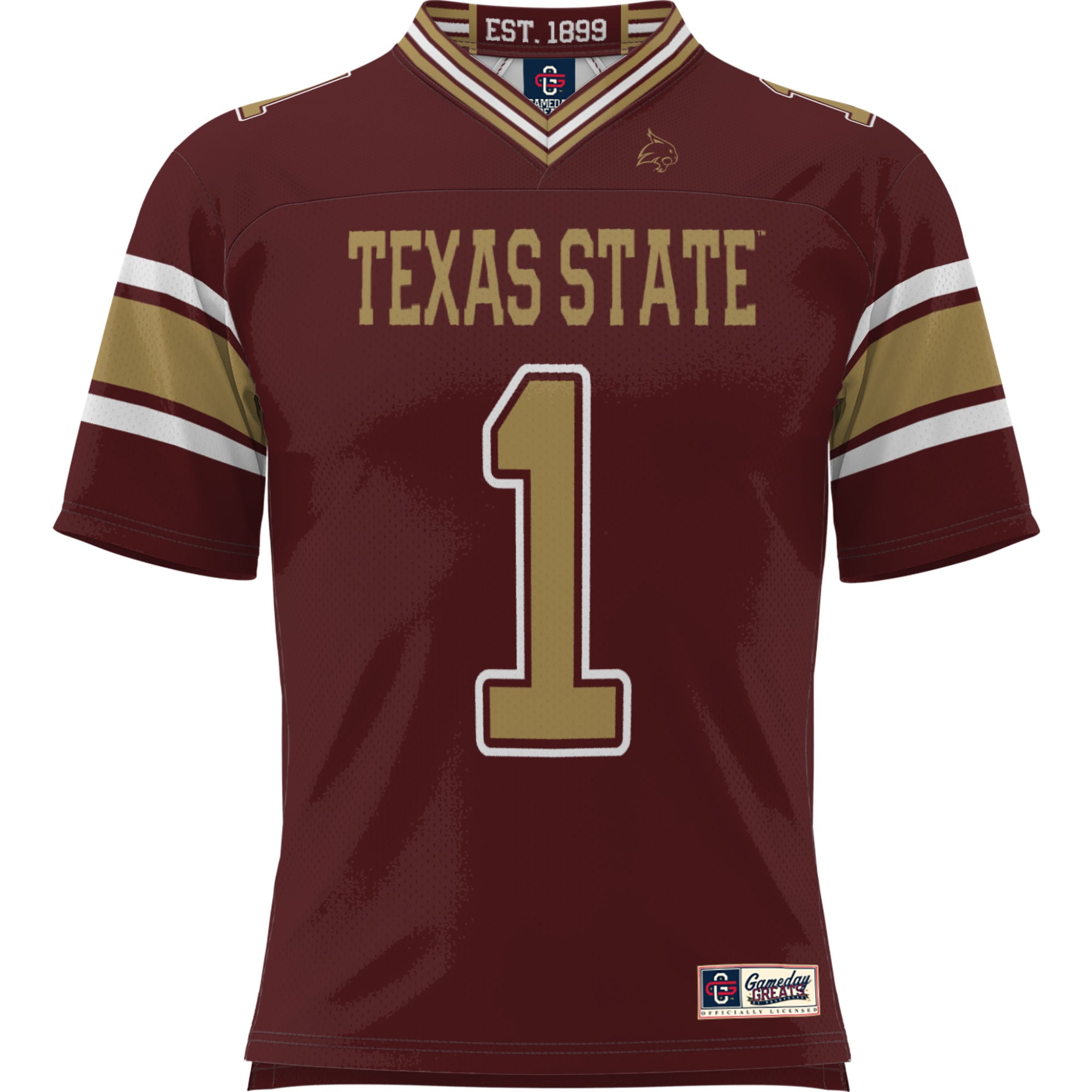 #1 Texas State Bobcats GameDay Greats 2026/2027 Football Jersey - Maroon