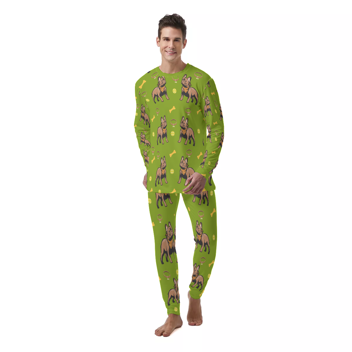 Frenchie-Fan Minimal-Aesthetic Henry - Men's Pajamas for Home Use