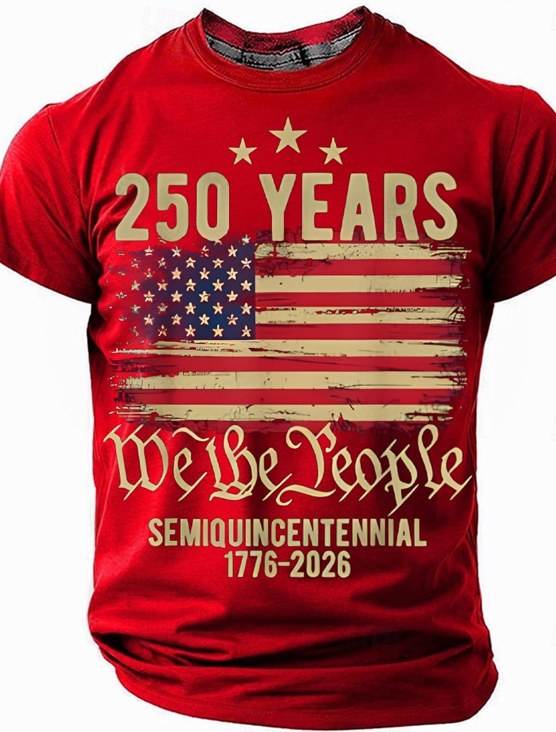 4th of July 2026 250th Memorial Day Men's 3D Print Crew Neck Short Sleeve T-Shirt Daily Street