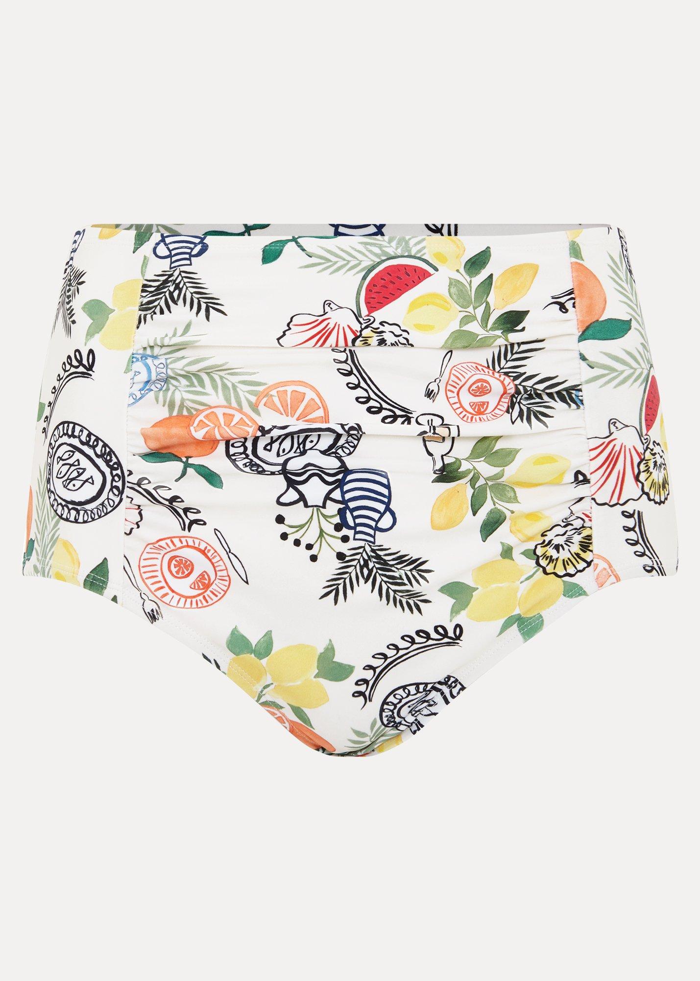Sicilian Postcard Print Bikini Bottom
