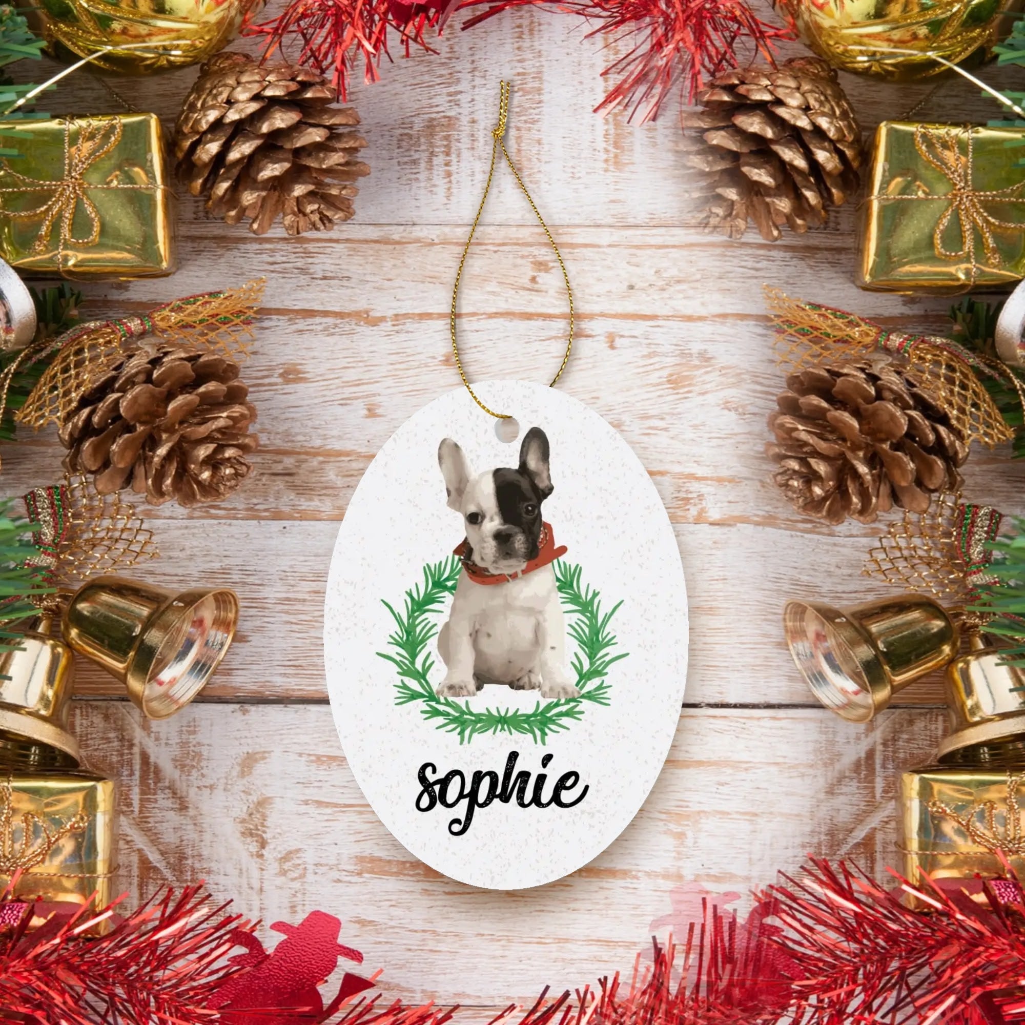 Everyday Personalized French Bulldog Ornaments Featuring Your Frenchi...