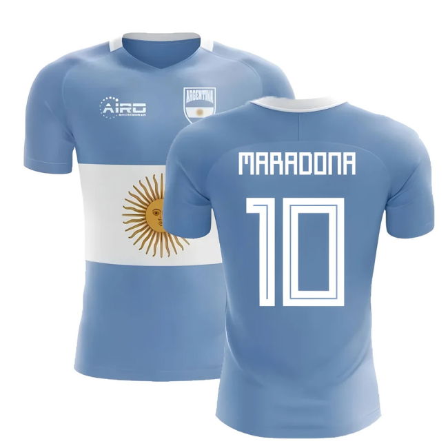 Team 2025-2026 Argentina Flag Concept Football Shirt (Maradona 10)