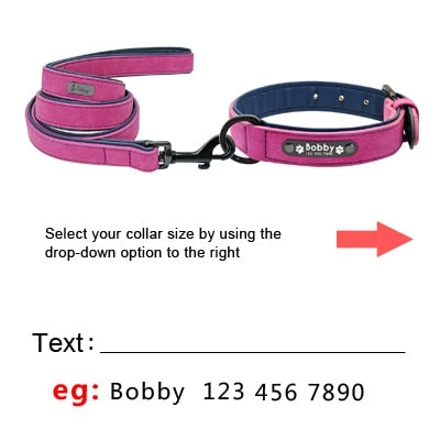 Premium Personalised - Bulldog Collar With Leash Dog Supplies