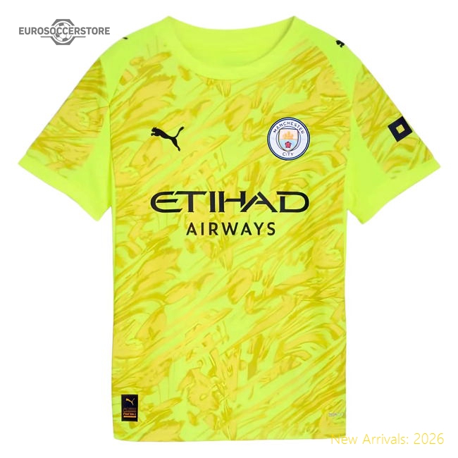 2025-2026 Man City Goalkeeper Third Shirt (Yellow) - Kids (Your Name)
