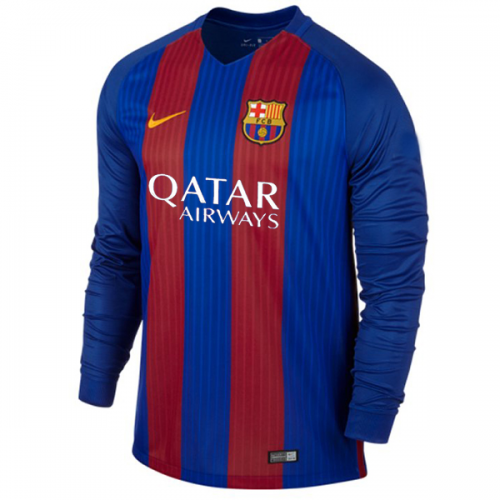Barcelona Home 201617 LS Soccer Jersey Shirt - Official Replica 12389