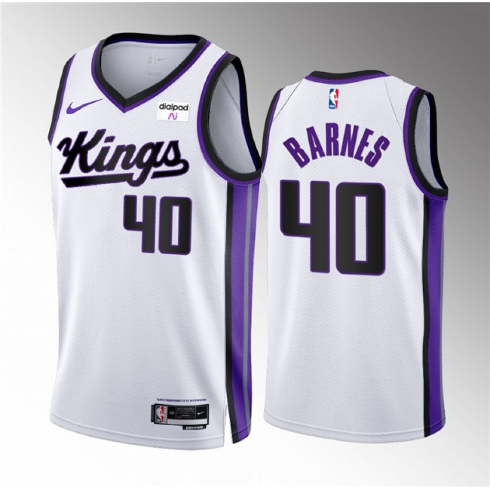 Performance Official Men's Kings #40 Harrison White Basketball Jersey