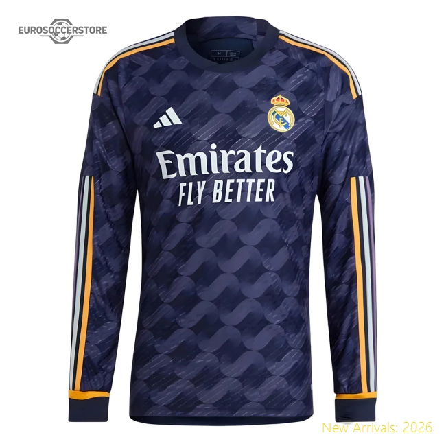 Professional-Grade 2023-2024 Real Madrid Authentic Long Sleeve Away Shirt (Bellingham