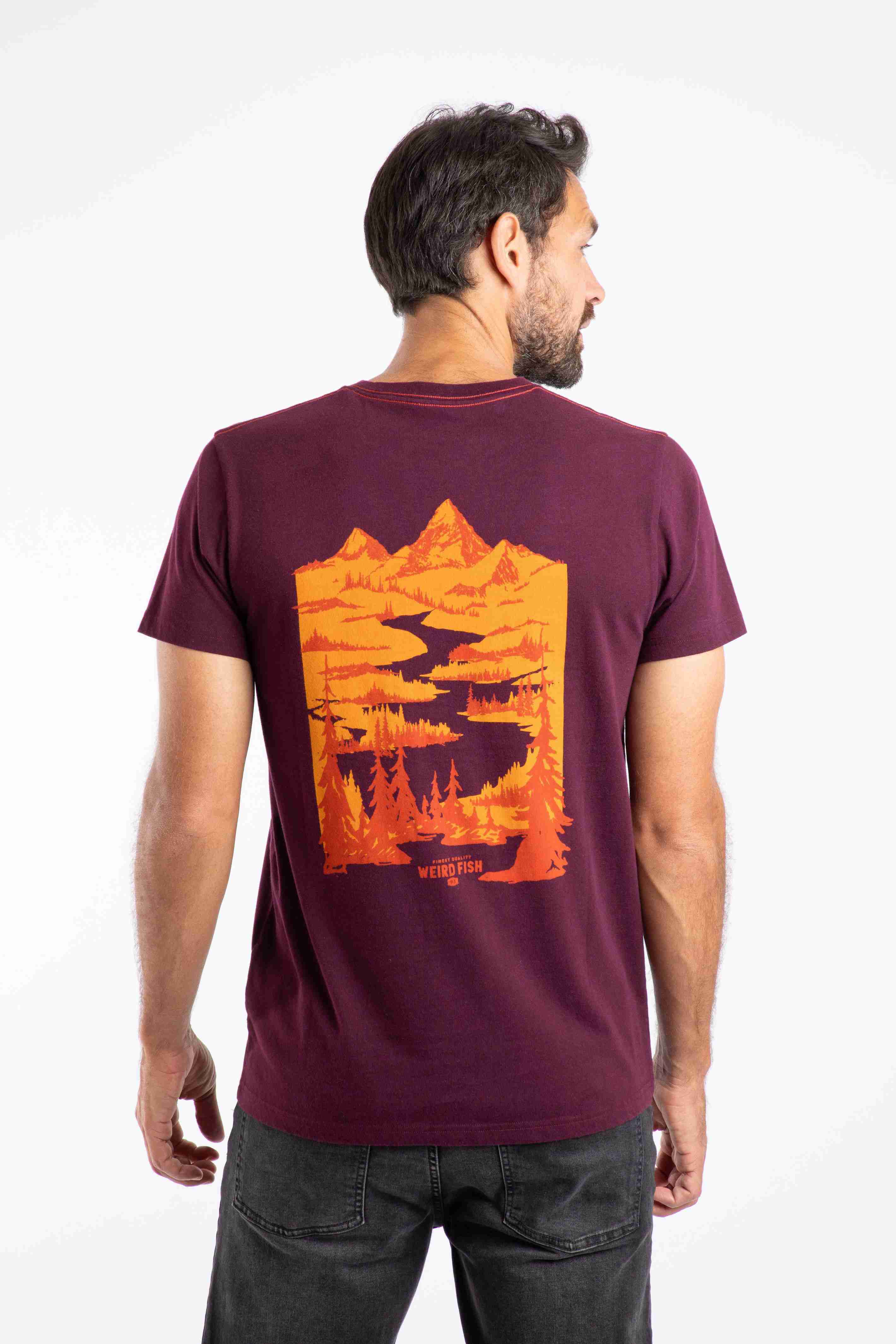 Mountain Valley Back Print Graphic T-Shirt Aubergine