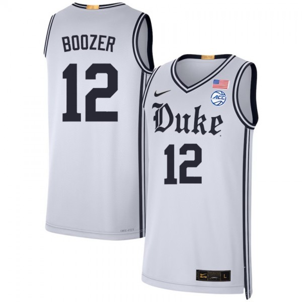 Men Duke Blue Devils #12 Cameron Boozer Team White Nike Stitch Jerseys