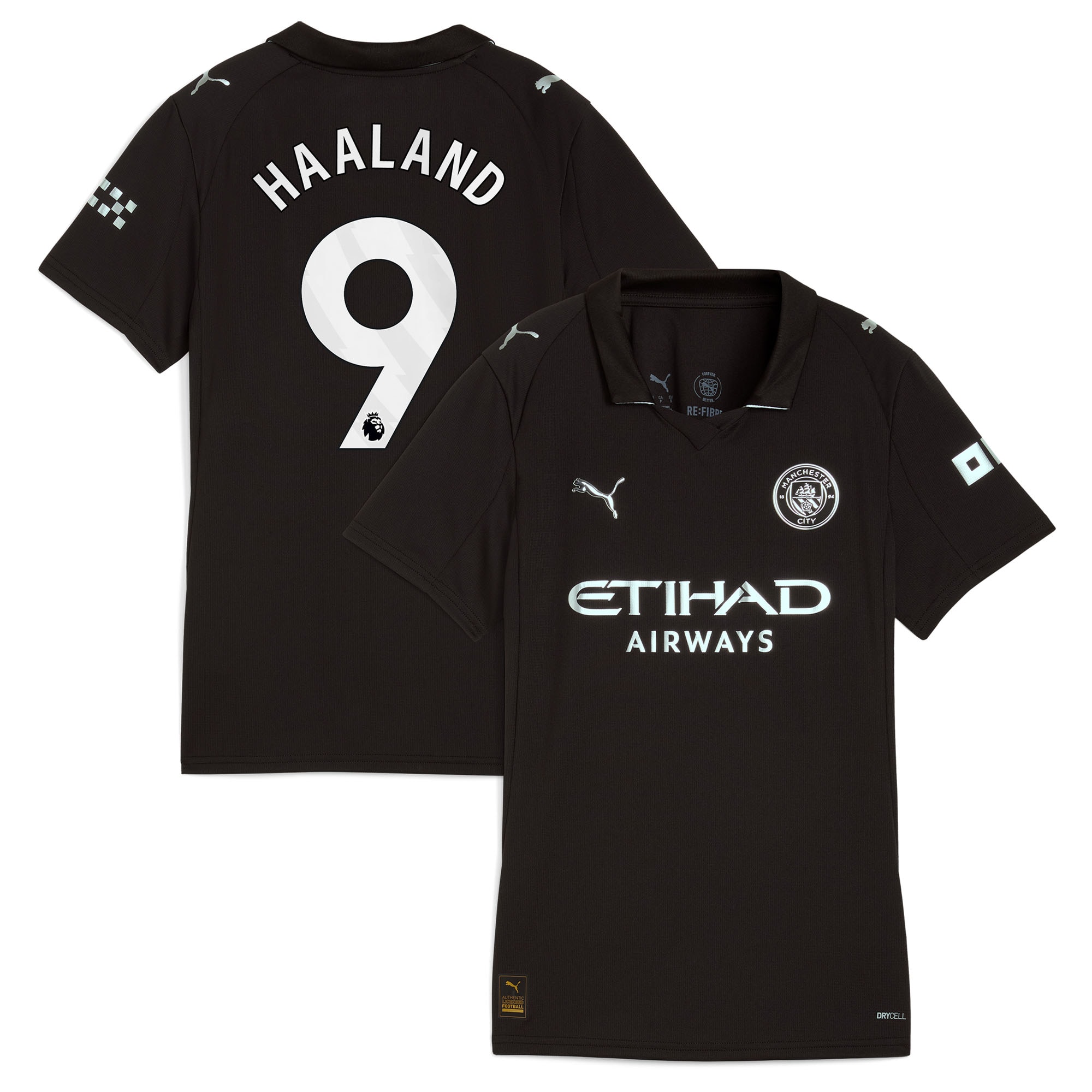 [SJH] Erling Haaland #9 Manchester City Women's 2025/26 Away Replica Player Jersey - Black