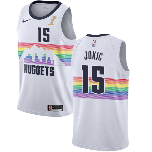 White Nikola Jokic #15 Nuggets Jersey - Moisture-Wicking Quality