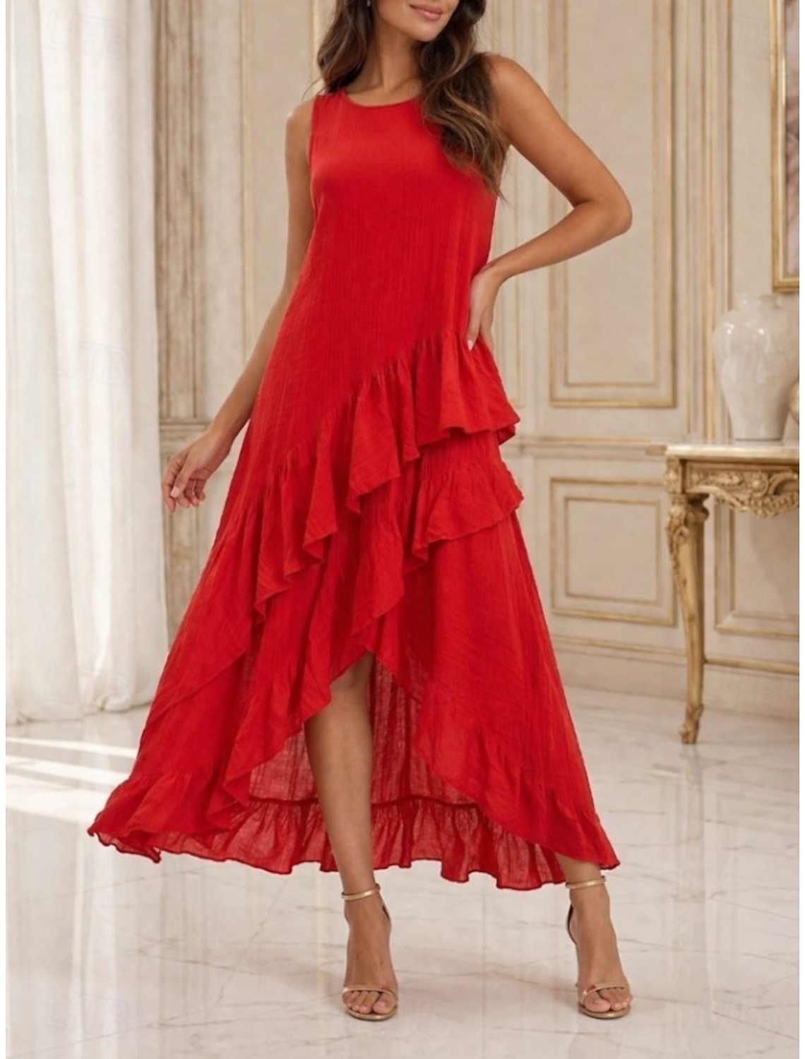 Women's Midi Dress Sundress White Dress A Line Dress Summer Dress Vacation Casual Boho Daily Holiday Summer Dress Regular Fit Plain Sleeveless Crew Neck Black White Red Army Green Summer
